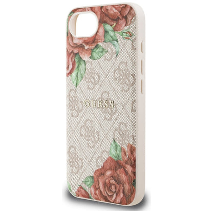 Capa MagSafe para Apple iPhone 16e, Guess, Estampa de Flores 4G, Rosa