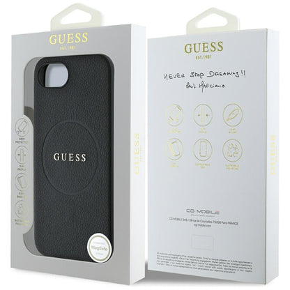 Capa MagSafe para Apple iPhone 16e, Guess, Grained Gold Ring, Preta