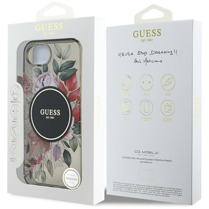 Capa MagSafe para Apple iPhone 16e, Guess, IML Flowers, Preta