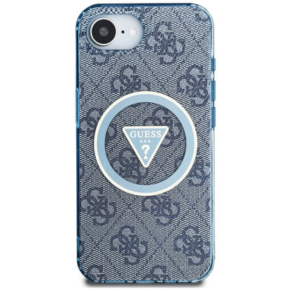 Capa MagSafe para Apple iPhone 16e, Guess, IML Glitter 4G Circle Triangle, Azul