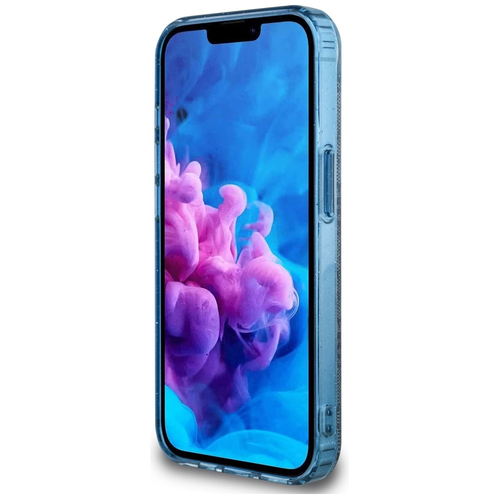 Capa MagSafe para Apple iPhone 16e, Guess, IML Glitter 4G Circle Triangle, Azul