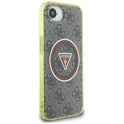 Capa MagSafe para Apple iPhone 16e, Guess, IML Glitter 4G Circle Triangle, Castanho