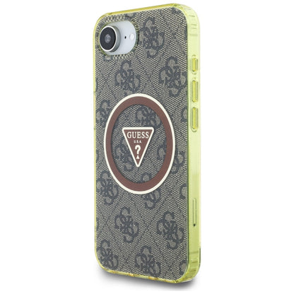 Capa MagSafe para Apple iPhone 16e, Guess, IML Glitter 4G Circle Triangle, Castanho
