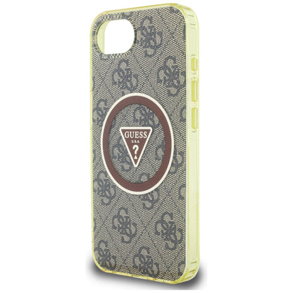 Capa MagSafe para Apple iPhone 16e, Guess, IML Glitter 4G Circle Triangle, Castanho