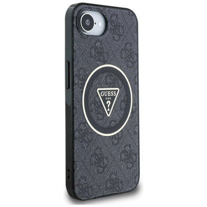 Capa MagSafe para Apple iPhone 16e, Guess, IML Glitter 4G Circle Triangle, Preta