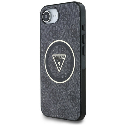 Capa MagSafe para Apple iPhone 16e, Guess, IML Glitter 4G Circle Triangle, Preta