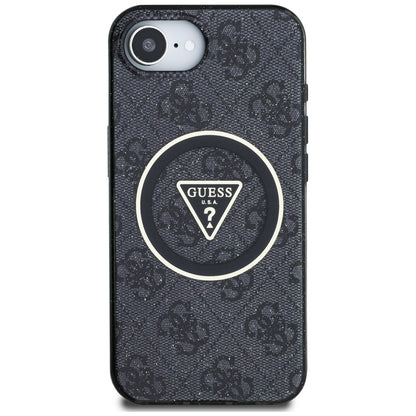 Capa MagSafe para Apple iPhone 16e, Guess, IML Glitter 4G Circle Triangle, Preta