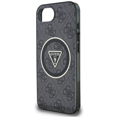 Capa MagSafe para Apple iPhone 16e, Guess, IML Glitter 4G Circle Triangle, Preta