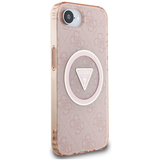 Capa MagSafe para Apple iPhone 16e, Guess, IML Glitter 4G Circle Triangle, Rosa