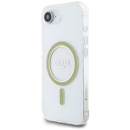 Capa MagSafe para Apple iPhone 16e, Guess, IML Glitter Circle, Transparente