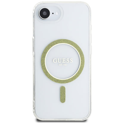 Capa MagSafe para Apple iPhone 16e, Guess, IML Glitter Circle, Transparente