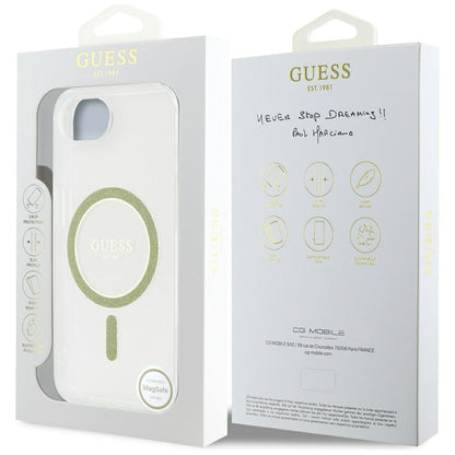 Capa MagSafe para Apple iPhone 16e, Guess, IML Glitter Circle, Transparente