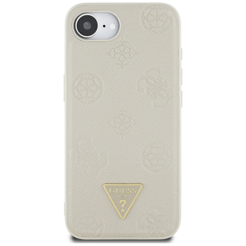 Capa MagSafe para Apple iPhone 16e, Guess, Peony Grained Hot Stamp Triangle, Bege
