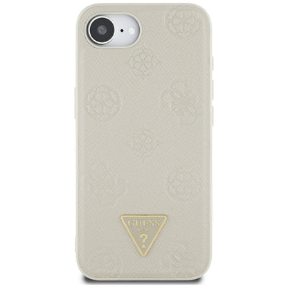 Capa MagSafe para Apple iPhone 16e, Guess, Peony Grained Hot Stamp Triangle, Bege