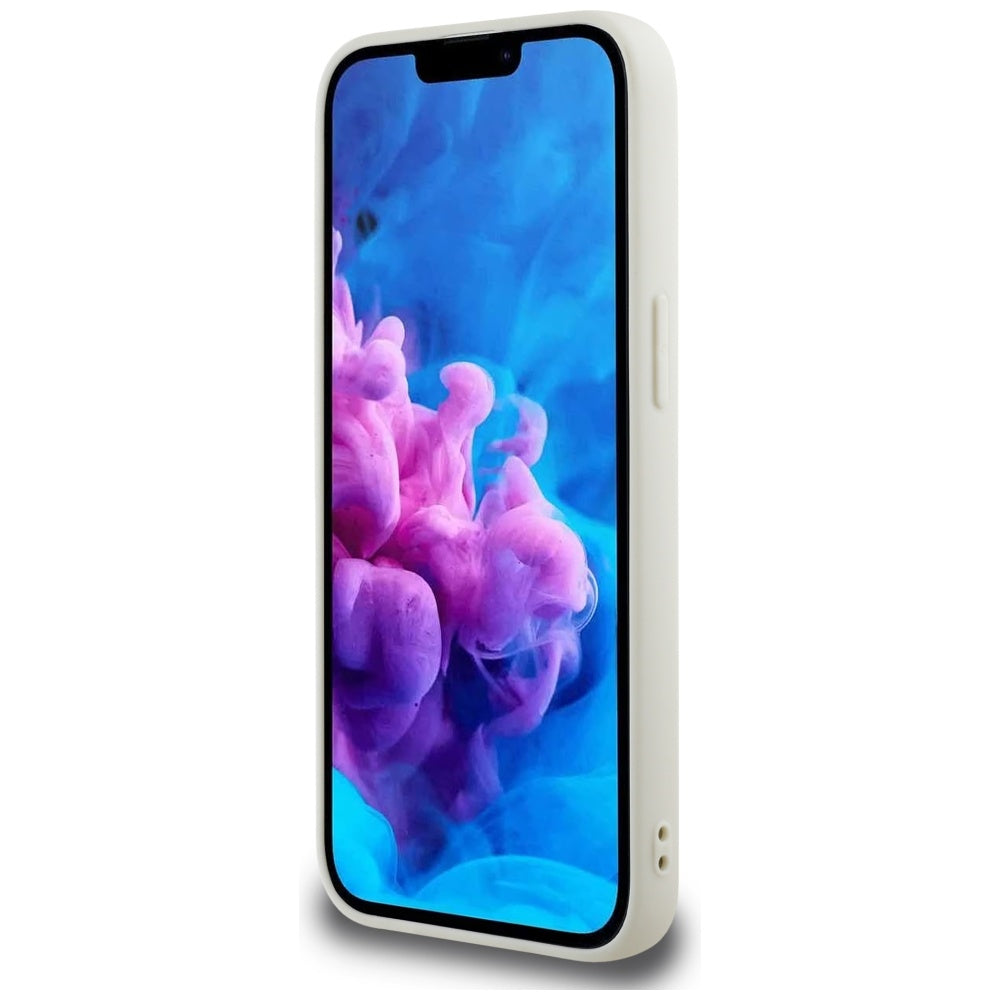 Capa MagSafe para Apple iPhone 16e, Guess, Peony Grained Hot Stamp Triangle, Bege