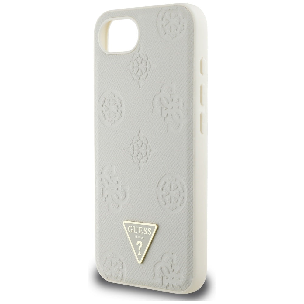 Capa MagSafe para Apple iPhone 16e, Guess, Peony Grained Hot Stamp Triangle, Bege