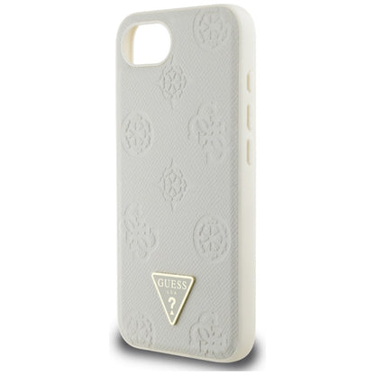 Capa MagSafe para Apple iPhone 16e, Guess, Peony Grained Hot Stamp Triangle, Bege