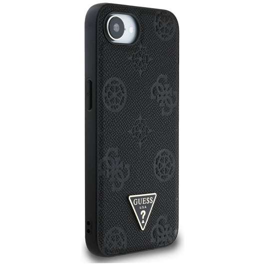 Capa MagSafe para Apple iPhone 16e, Guess, Peony Grained Hot Stamp Triangle, Preta