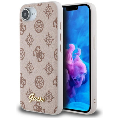 Capa MagSafe para Apple iPhone 16e, Guess, Peony Script, Marrom