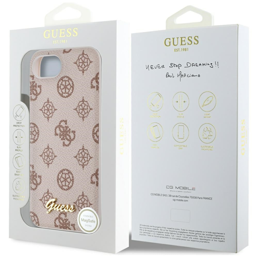 Capa MagSafe para Apple iPhone 16e, Guess, Peony Script, Marrom
