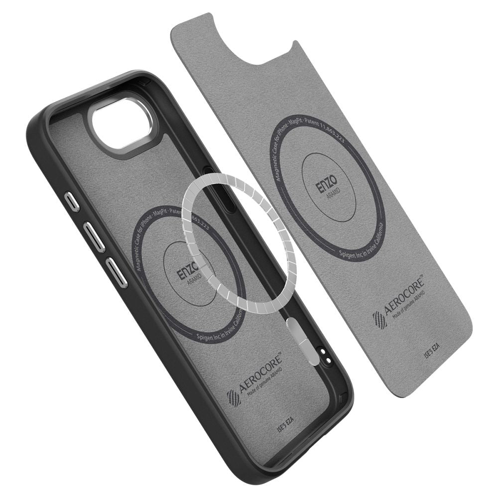 Capa MagSafe para Apple iPhone 17e / 16e, Spigen, Enzo Aramid, Preta Fosca