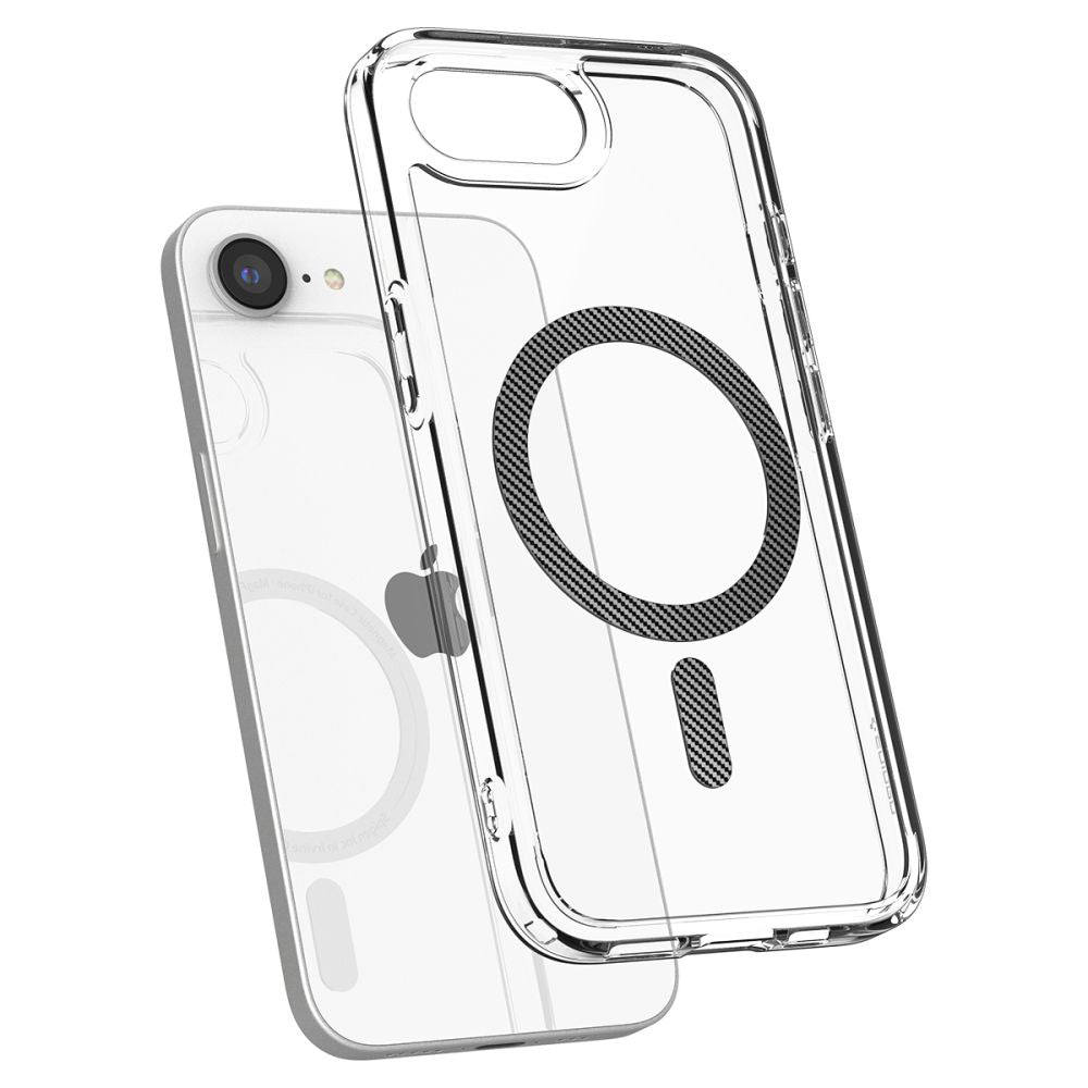 Capa MagSafe para Apple iPhone 17e / 16e, Spigen, Ultra Hybrid Carbon, Transparente