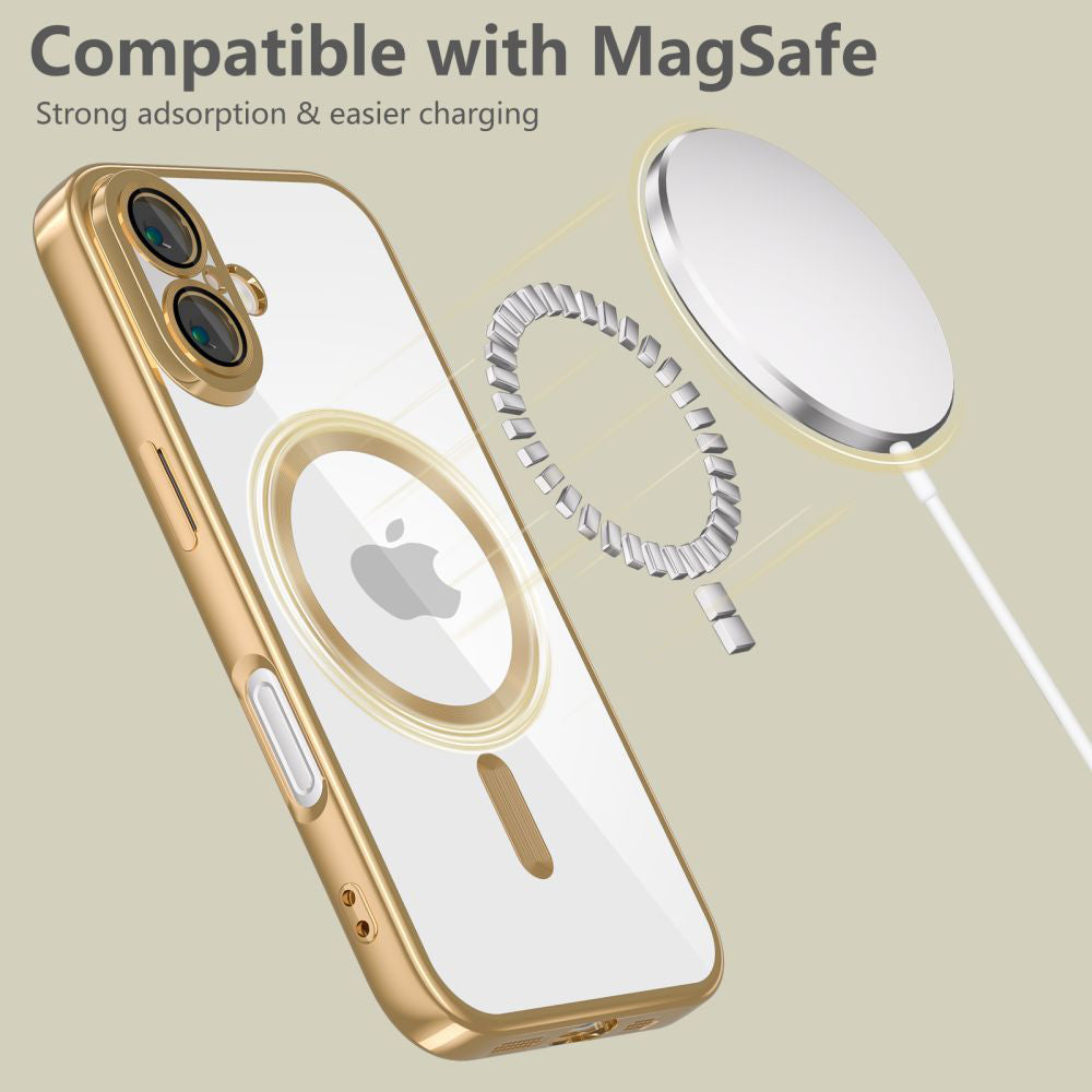 Capa MagSafe para Apple iPhone 17e / 16e, Techsuit, Luxury Crystal, Prateada