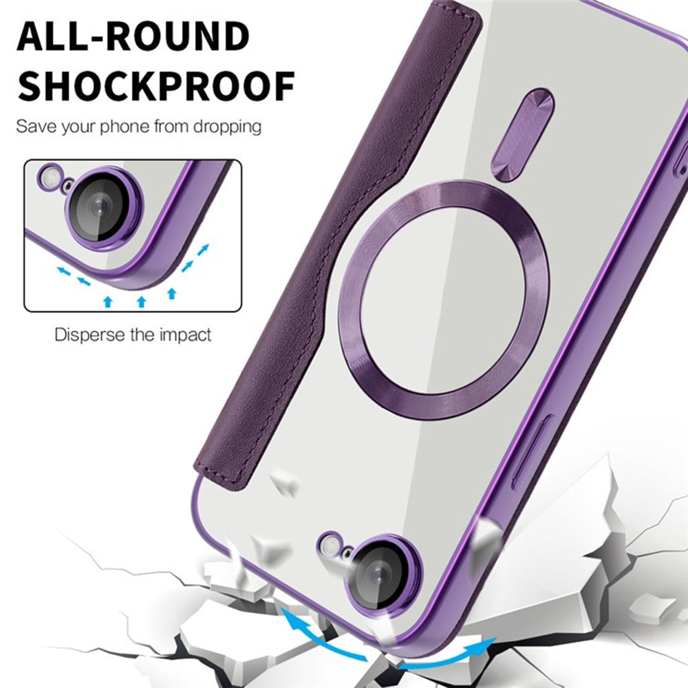 Capa MagSafe para Apple iPhone 17e / 16e, Techsuit, SmartMag Book, Roxo