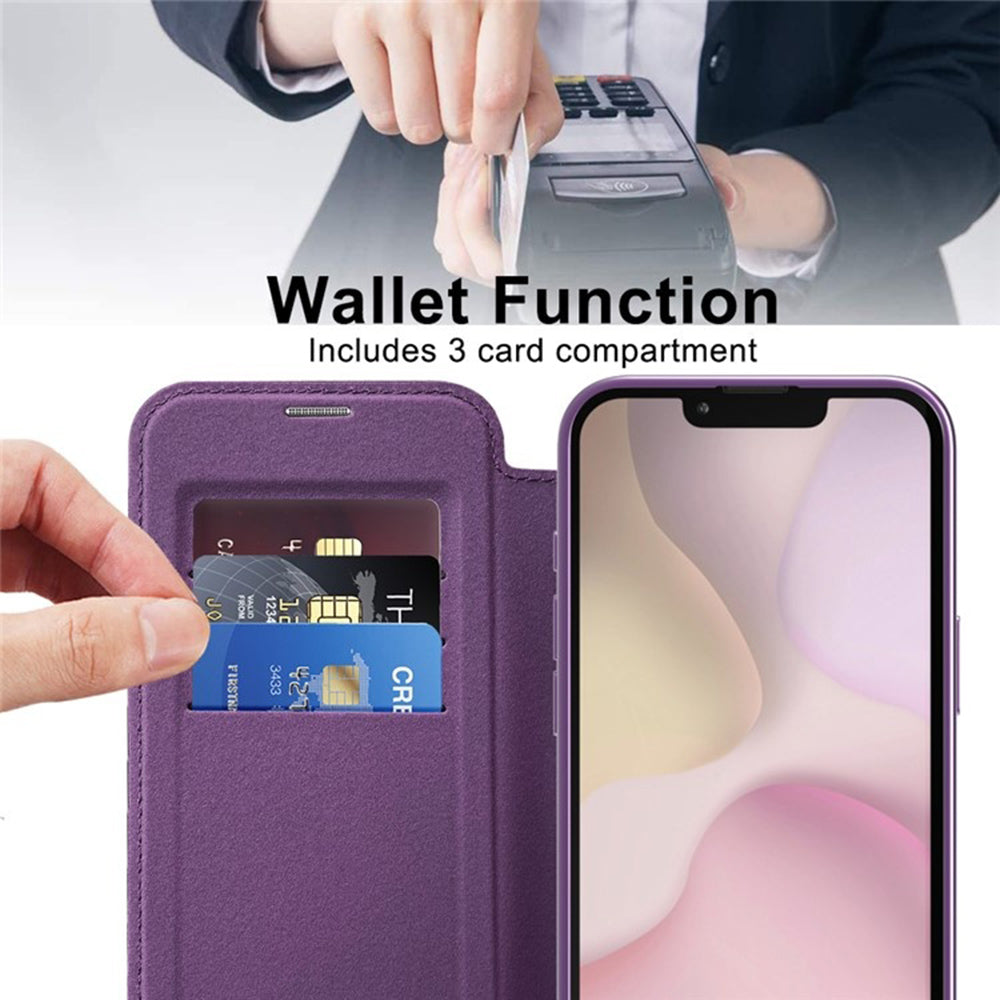 Capa MagSafe para Apple iPhone 17e / 16e, Techsuit, SmartMag Book, Roxo