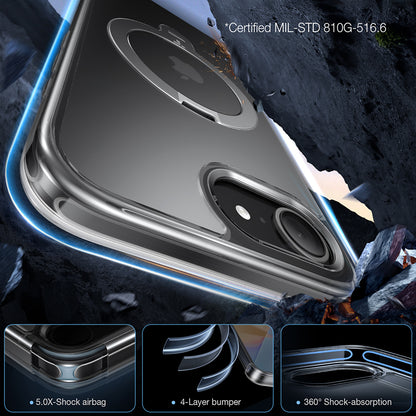 Capa MagSafe para Apple iPhone 17e / 16e, Torras, Ostand Spin, Transparente