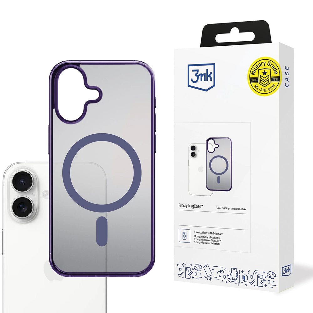 Capa MagSafe para Apple iPhone 17, 3MK, Frosty MagCase, Roxo