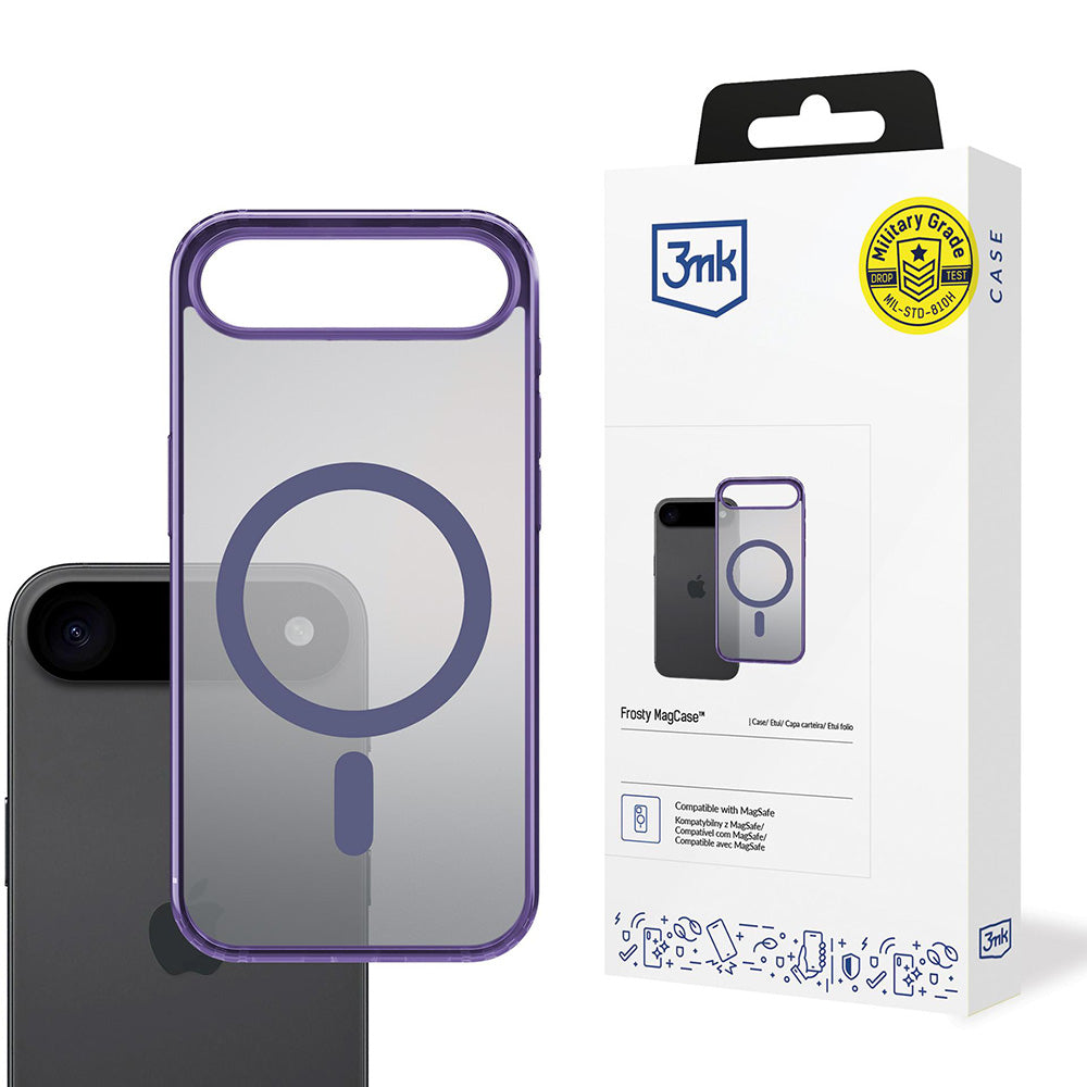 Capa MagSafe para Apple iPhone 17 Air, 3MK, Frosty MagCase, Roxo