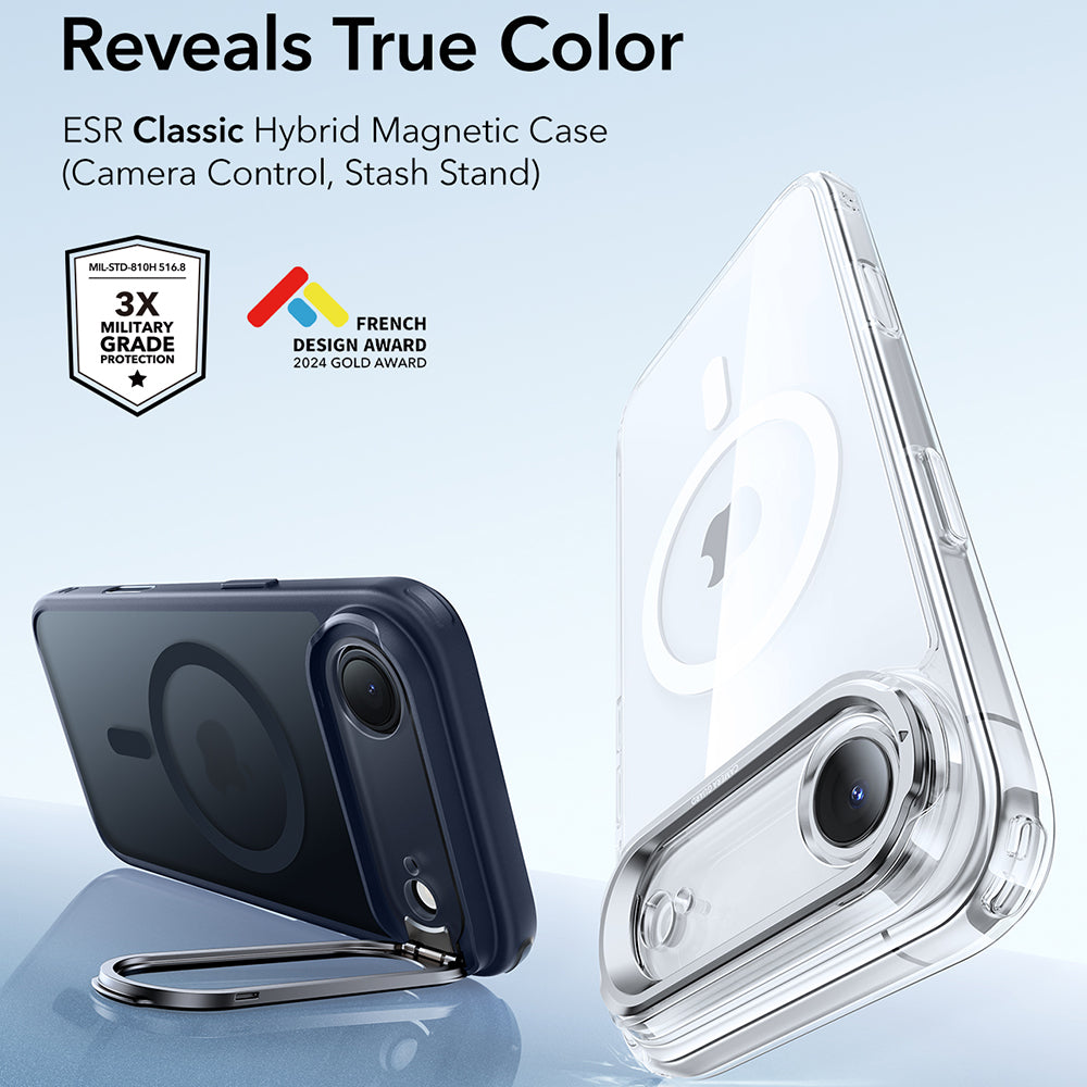 Capa MagSafe para Apple iPhone 17 Air, ESR, Classic Hybrid Kickstand, Azul Acetinado