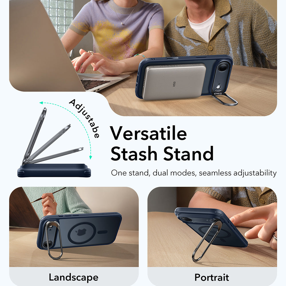 Capa MagSafe para Apple iPhone 17 Air, ESR, Classic Hybrid Kickstand, Azul Acetinado