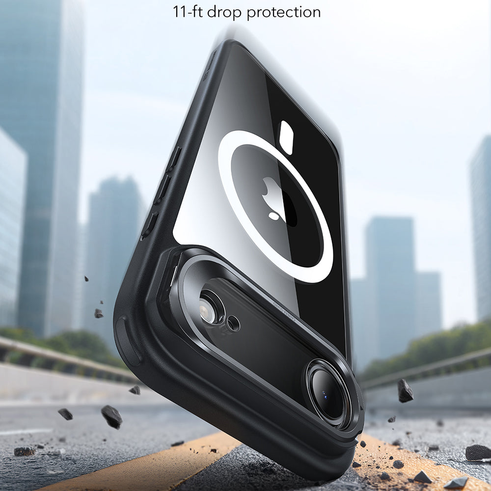 Capa MagSafe para Apple iPhone 17 Air, ESR, Classic Hybrid Kickstand, Preta Transparente