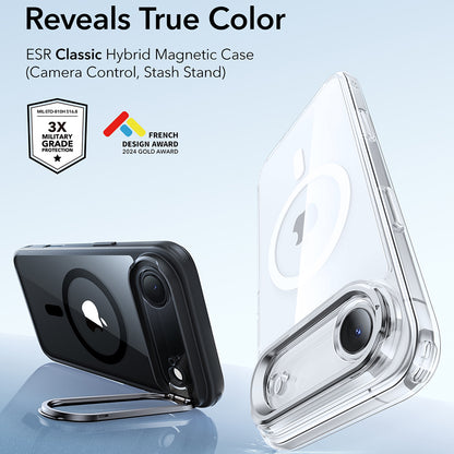 Capa MagSafe para Apple iPhone 17 Air, ESR, Classic Hybrid Kickstand, Preta Transparente