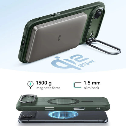 Capa MagSafe para Apple iPhone 17 Air, ESR, Classic Hybrid Kickstand, Verde Acetinado