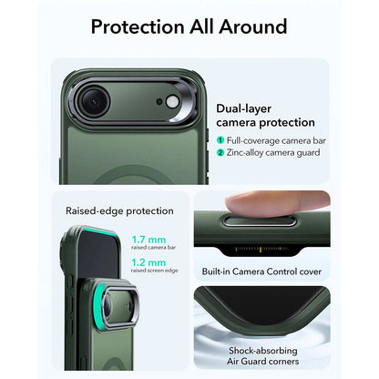 Capa MagSafe para Apple iPhone 17 Air, ESR, Classic Hybrid Kickstand, Verde Acetinado