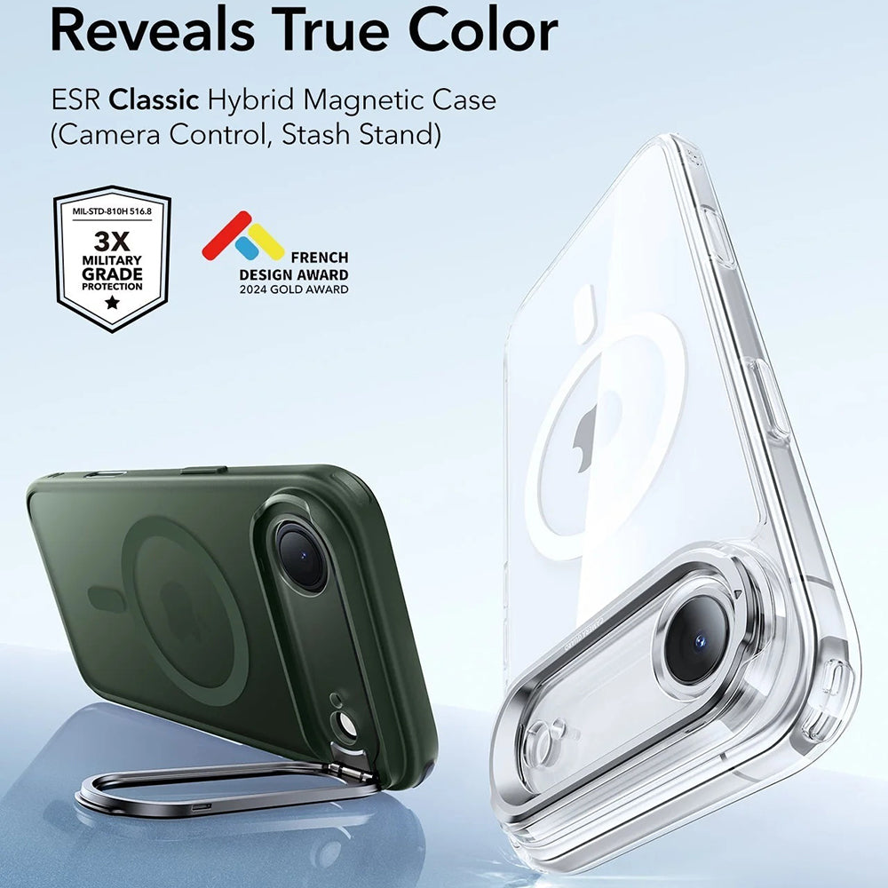 Capa MagSafe para Apple iPhone 17 Air, ESR, Classic Hybrid Kickstand, Verde Acetinado