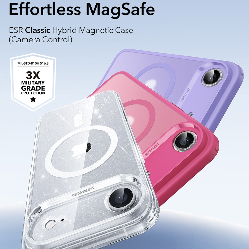Capa MagSafe para Apple iPhone 17 Air, ESR, Classic Hybrid Shimmer, Transparente