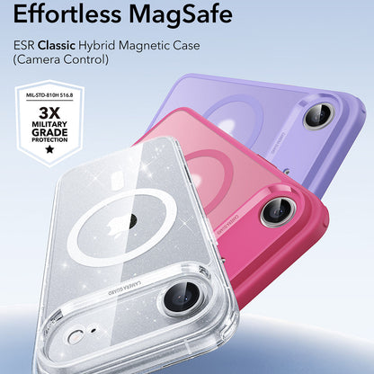 Capa MagSafe para Apple iPhone 17 Air, ESR, Classic Hybrid Shimmer, Transparente