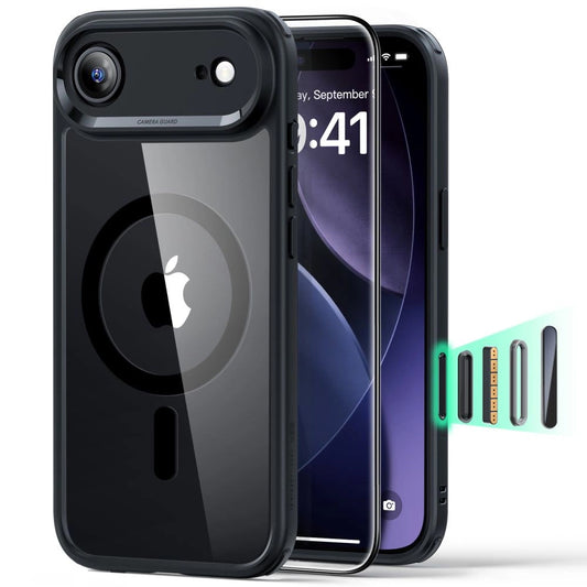 Capa MagSafe para Apple iPhone 17 Air, ESR, Classic Hybrid com Protetor de Tela, Preta Transparente