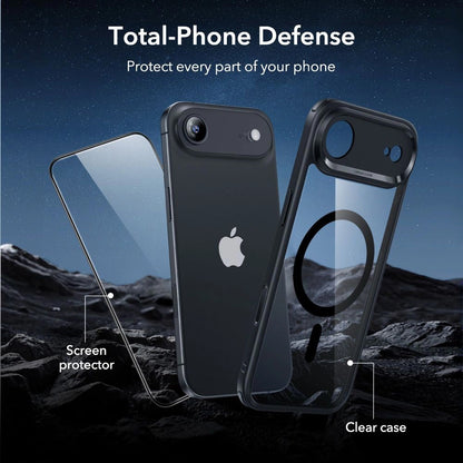 Capa MagSafe para Apple iPhone 17 Air, ESR, Classic Hybrid com Protetor de Tela, Preta Transparente