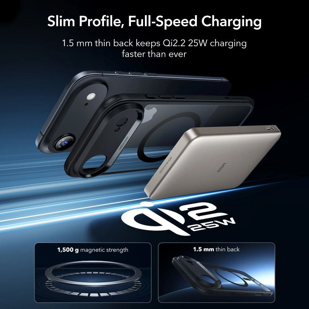 Capa MagSafe para Apple iPhone 17 Air, ESR, Classic Hybrid com Protetor de Tela, Preta Transparente
