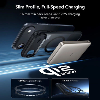 Capa MagSafe para Apple iPhone 17 Air, ESR, Classic Hybrid com Protetor de Tela, Preta Transparente
