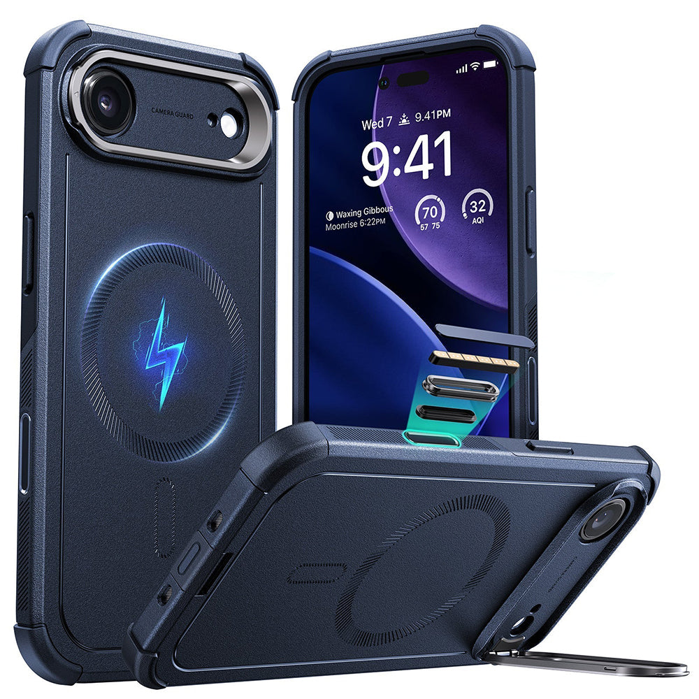 Capa MagSafe para Apple iPhone 17 Air, ESR, Cyber Armor Kickstand, Azul