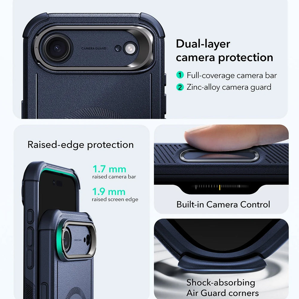 Capa MagSafe para Apple iPhone 17 Air, ESR, Cyber Armor Kickstand, Azul