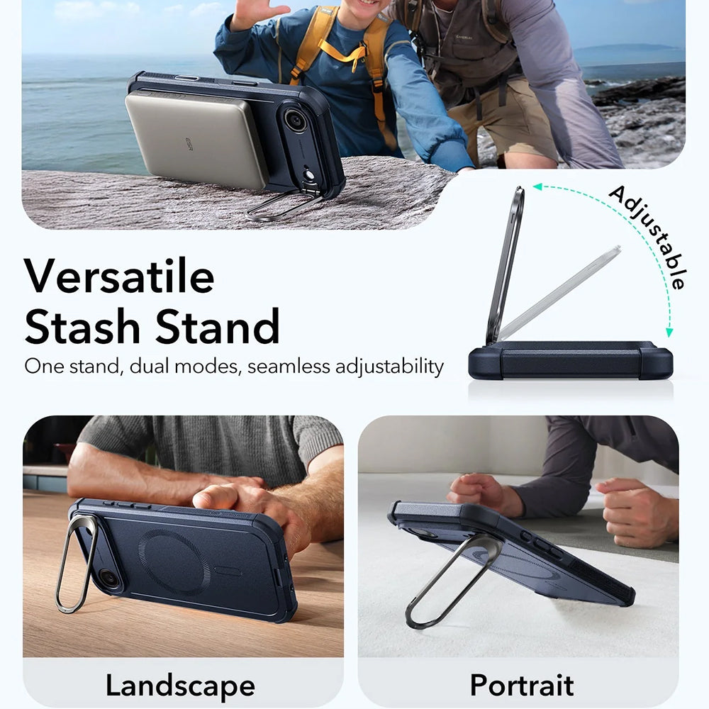 Capa MagSafe para Apple iPhone 17 Air, ESR, Cyber Armor Kickstand, Azul
