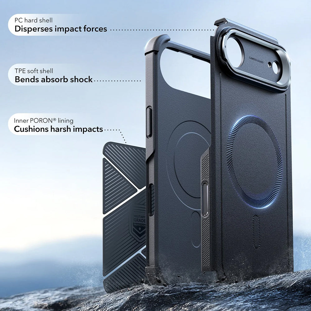 Capa MagSafe para Apple iPhone 17 Air, ESR, Cyber Armor Kickstand, Preta