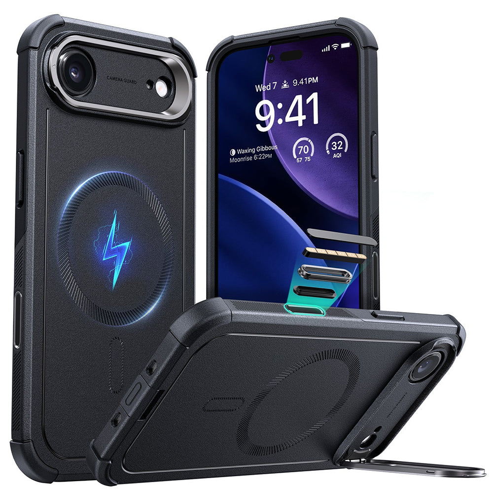 Capa MagSafe para Apple iPhone 17 Air, ESR, Cyber Armor Kickstand, Preta